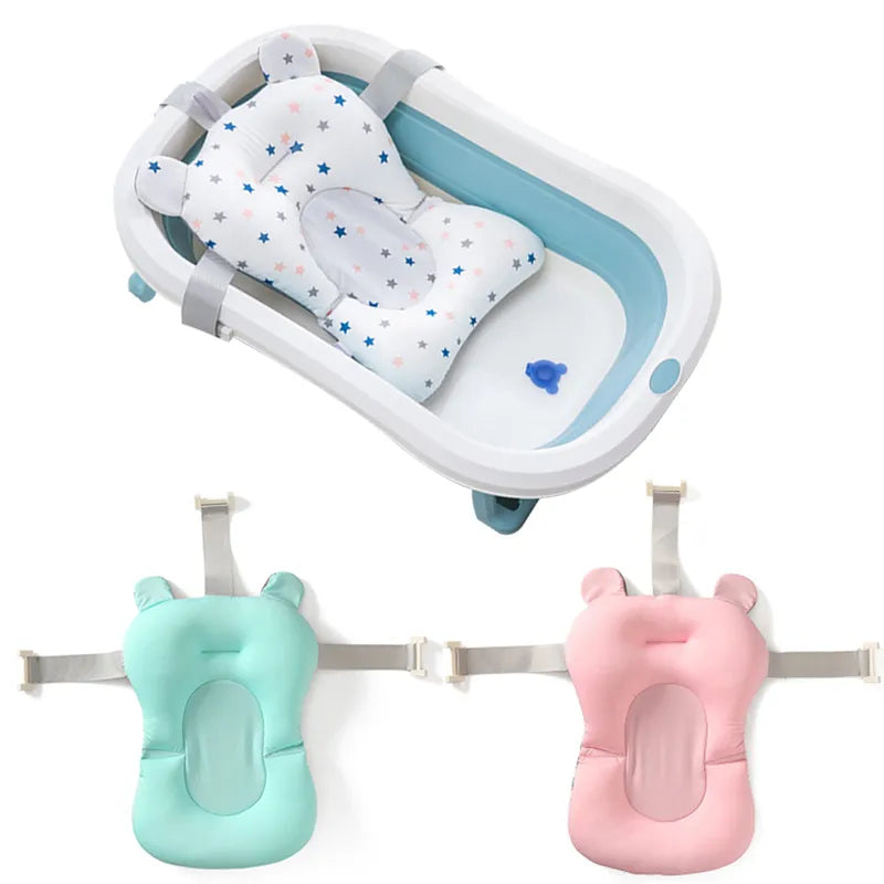 Soft baby bath pillow providing gentle head & neck support during bath time.  Ensures safe & comfortable bathing for newborns and infants.