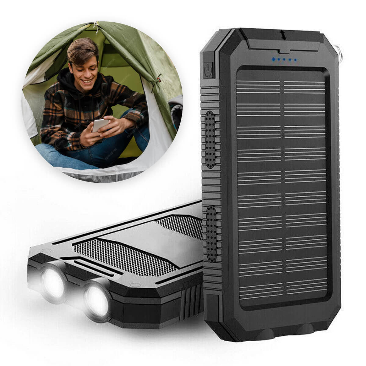 500000mAh Solar Charger Waterproof Power Bank External-Donrams- 