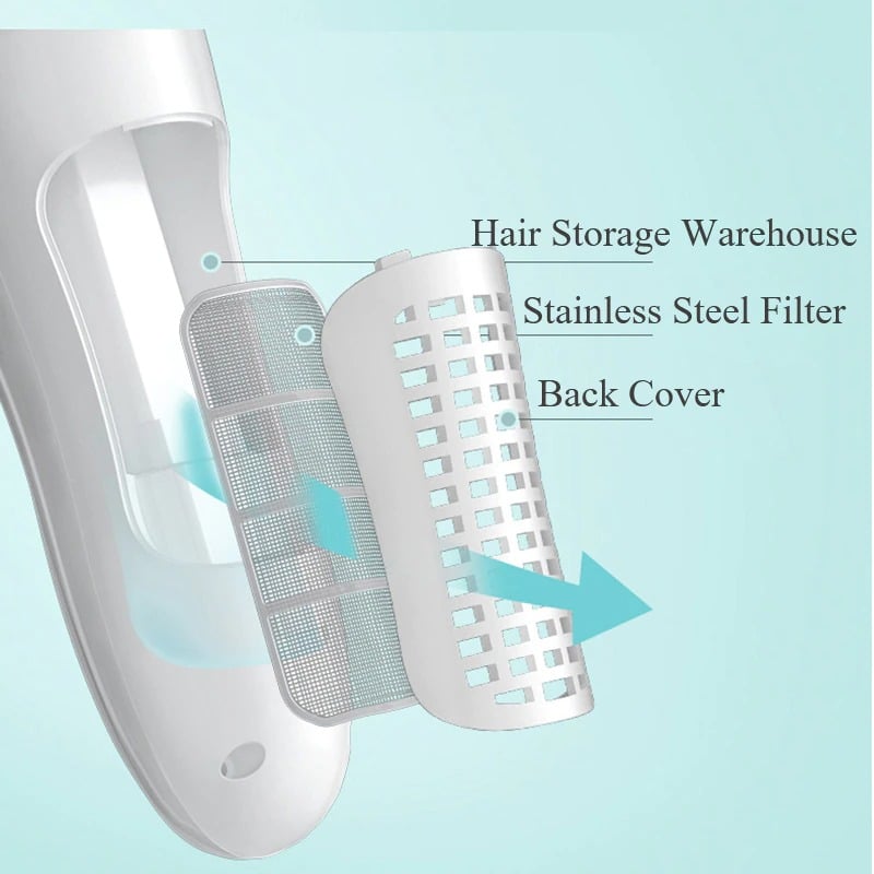 Safe & cordless baby hair trimmer in action, gently trimming delicate baby hair.  Perfect for newborn & toddler grooming.