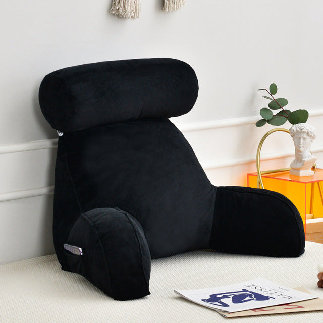 Backrest Pillow With Arms & Headrest-Donrams-Black- 67650067654561