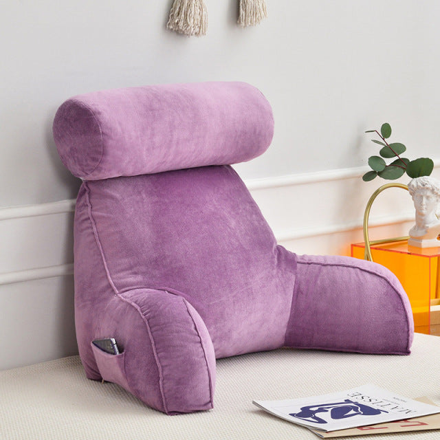 Backrest Pillow With Arms & Headrest-Donrams-Purple- 67650067654564