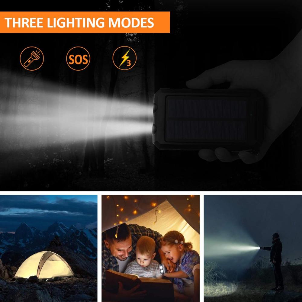 Donrams - 500000mAh Solar Charger Waterproof Power Bank External
