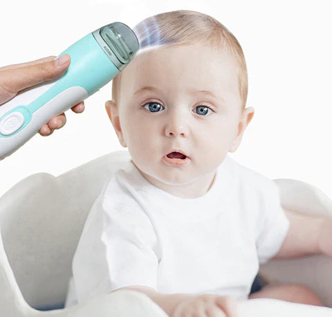 Safe & cordless baby hair trimmer for gentle grooming.  Perfect for newborns & toddlers. Easy to use, precise cutting.