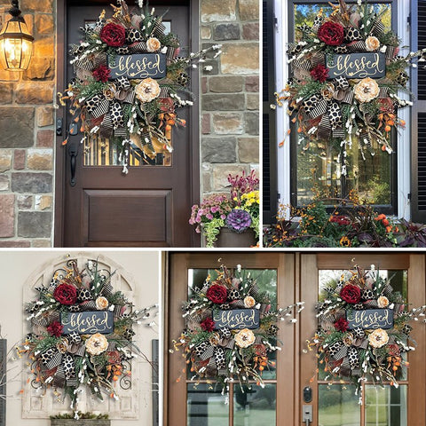 Donrams - Fall Cheetah Wreath-Year Round Wreath