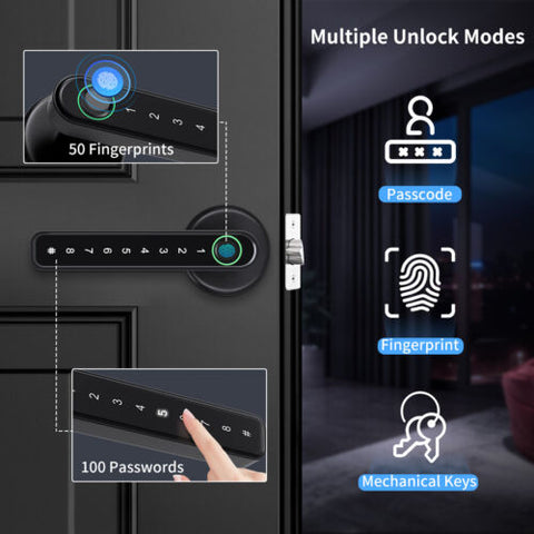 Donrams - Fingerprint Smart Door Lock - Mobile App Remote Control Door Lock with Fingerprint