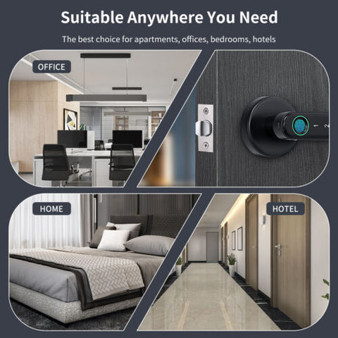 Donrams - Fingerprint Smart Door Lock - Mobile App Remote Control Door Lock with Fingerprint