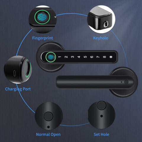 Donrams - Fingerprint Smart Door Lock - Mobile App Remote Control Door Lock with Fingerprint