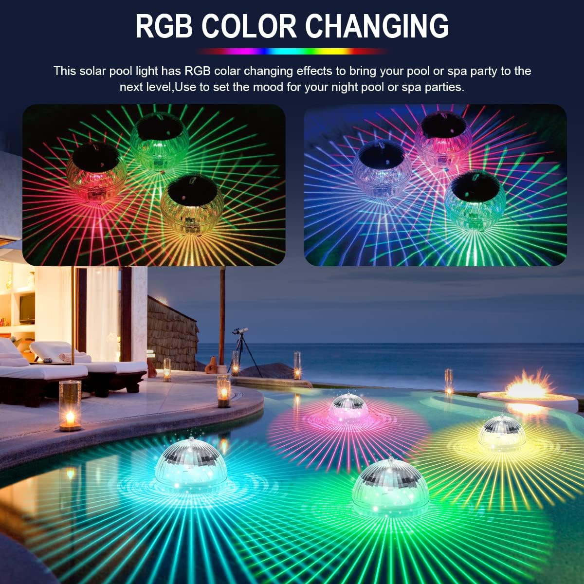 Donrams - Floating Swimming Pool Disco Light - Solar Powered Water Drift LED Light