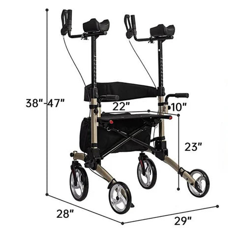 Donrams - Heavy Duty Elderly Stand Upright Rollator Walker With Seat