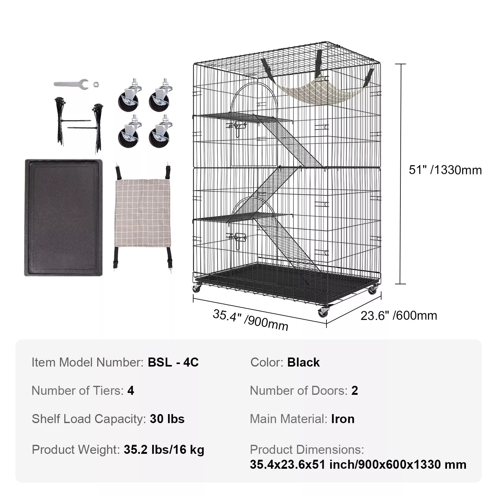 Donrams - Indoor Cat Cage Enclosure