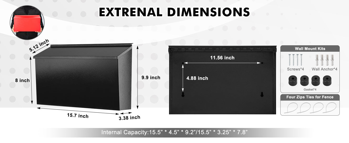 Donrams - Large Capacity Wall-Mount Mailbox