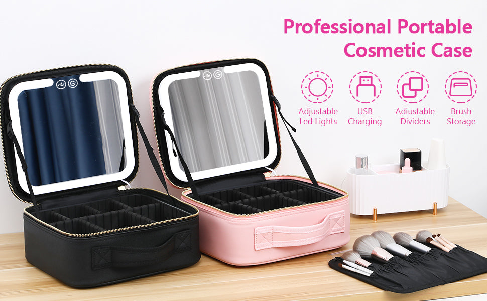 Donrams - Makeup Bag with Mirror and Lights