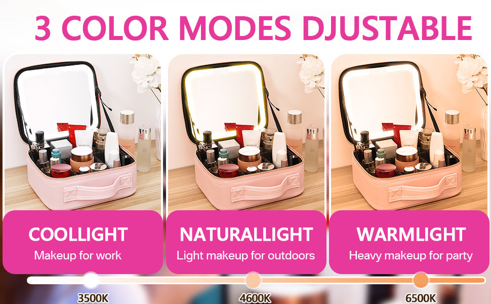 Donrams - Makeup Bag with Mirror and Lights
