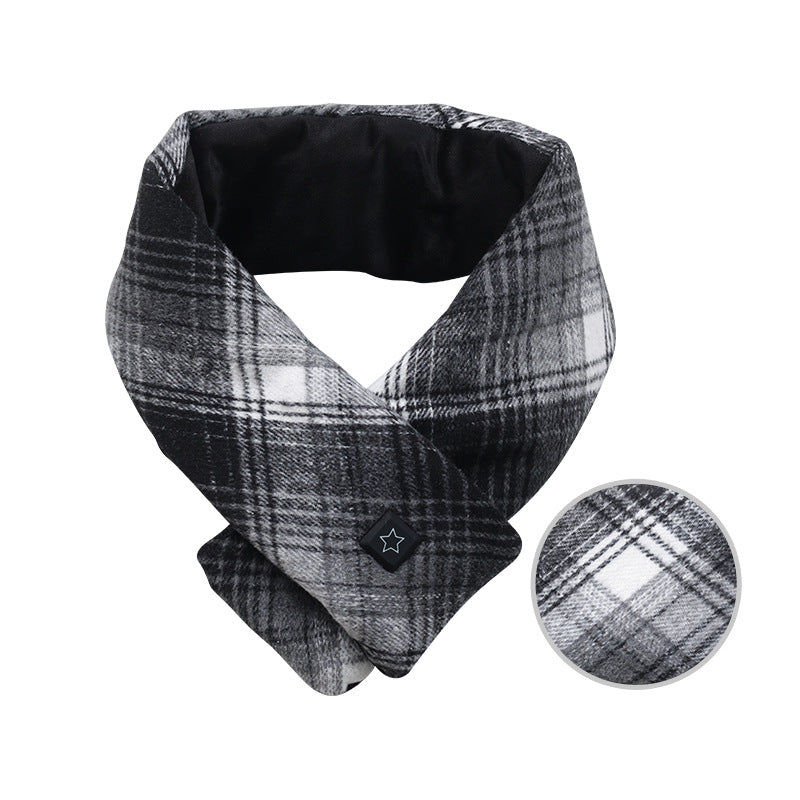 Electric Heating Scarf Neck Warmer Scarf-CQA9417508127016-Black & White-564575 CQA9417508127016