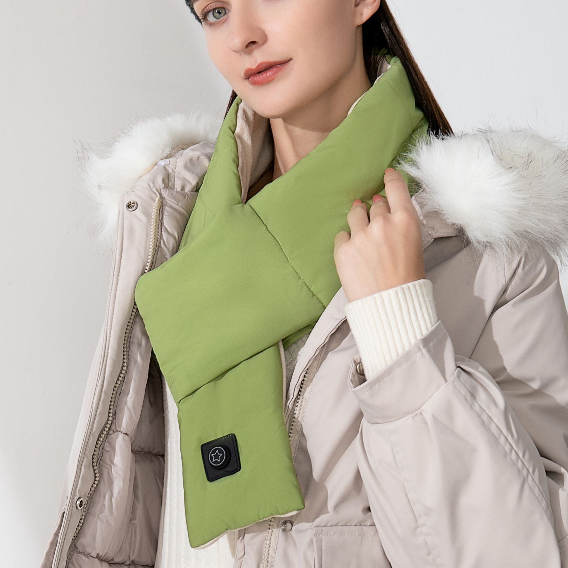 Electric Heating Scarf Neck Warmer Scarf-CQA9417508127016-Green-564575 CQA9417508127016