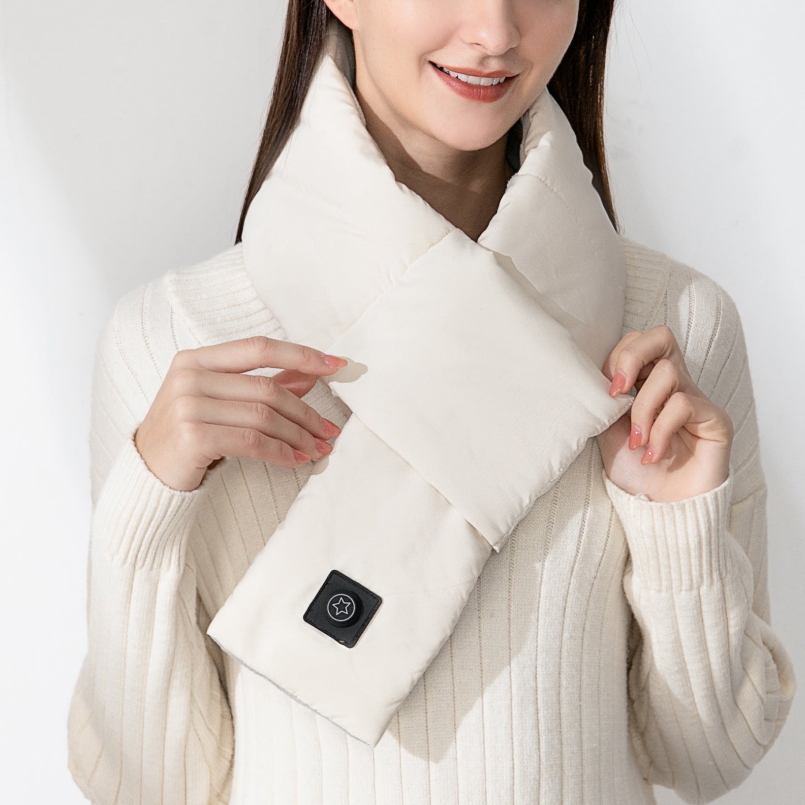 Electric Heating Scarf Neck Warmer Scarf-CQA9417508127016-White-564575 CQA9417508127016