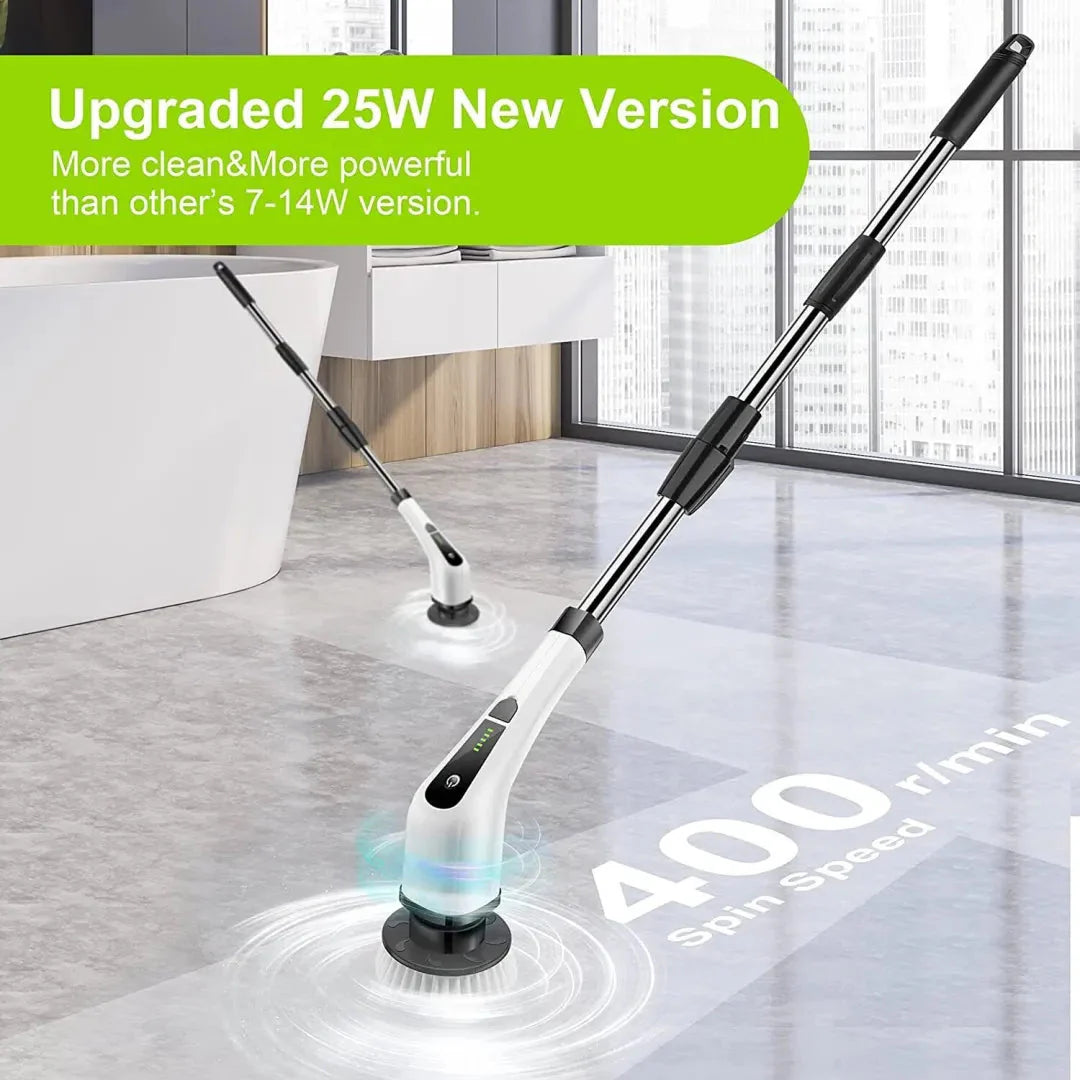 Electric Spin Power Scrubber Cordless Cleaning Brush Long Handle 7 Heads-CQA9417484960040-564575 CQA9417484960040