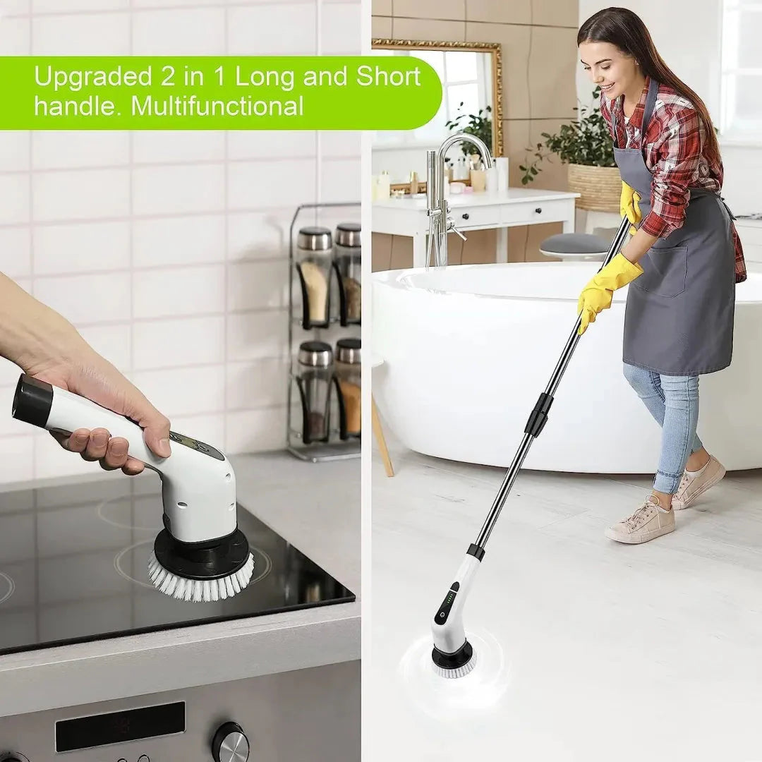 Electric Spin Power Scrubber Cordless Cleaning Brush Long Handle 7 Heads-CQA9417484960040-564575 CQA9417484960040