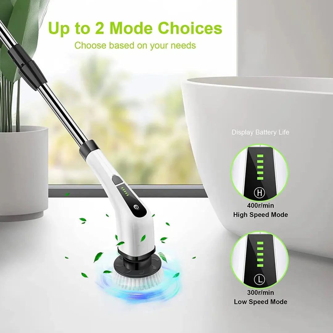 Electric Spin Power Scrubber Cordless Cleaning Brush Long Handle 7 Heads-CQA9417484960040-564575 CQA9417484960040