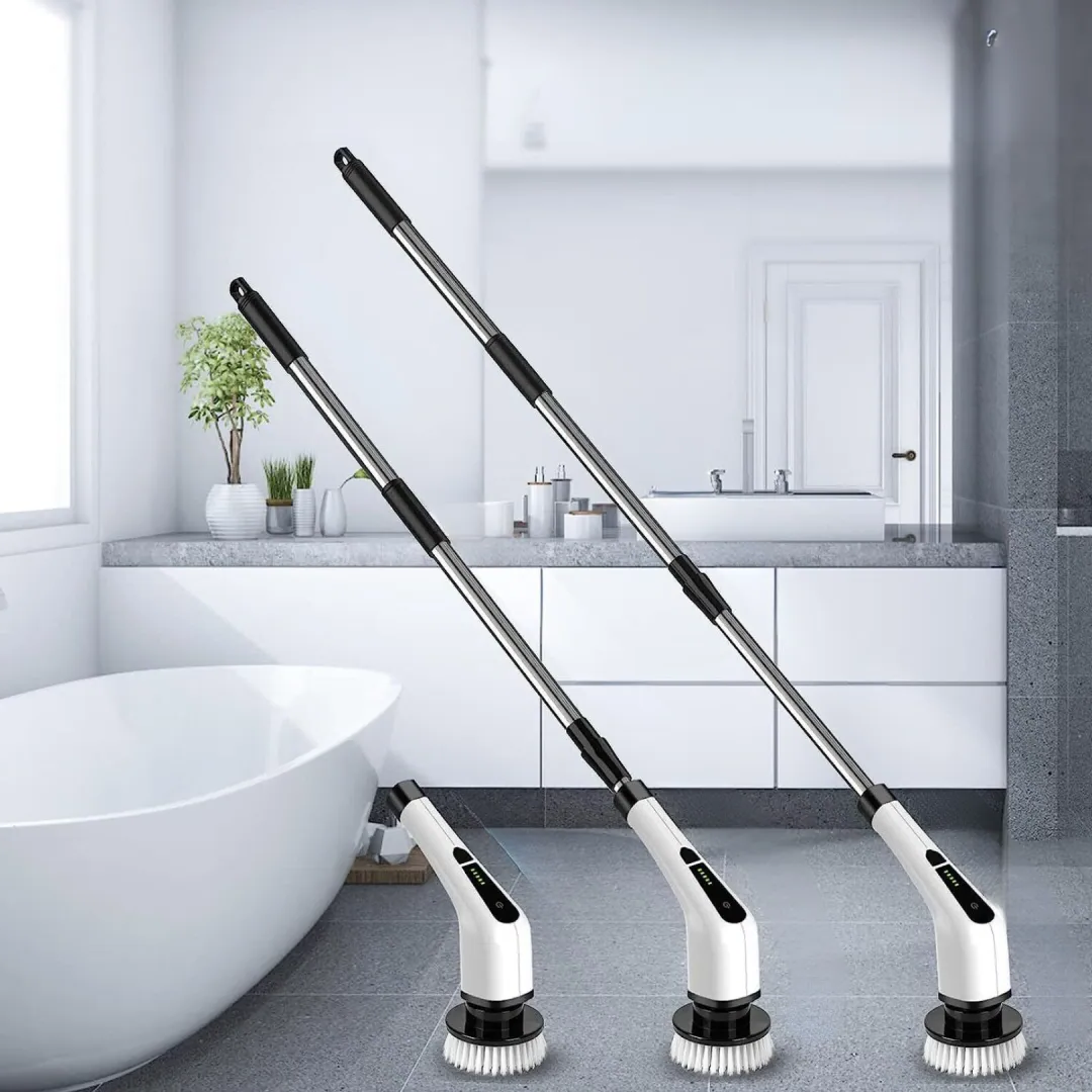 Electric Spin Power Scrubber Cordless Cleaning Brush Long Handle 7 Heads-CQA9417484960040-564575 CQA9417484960040