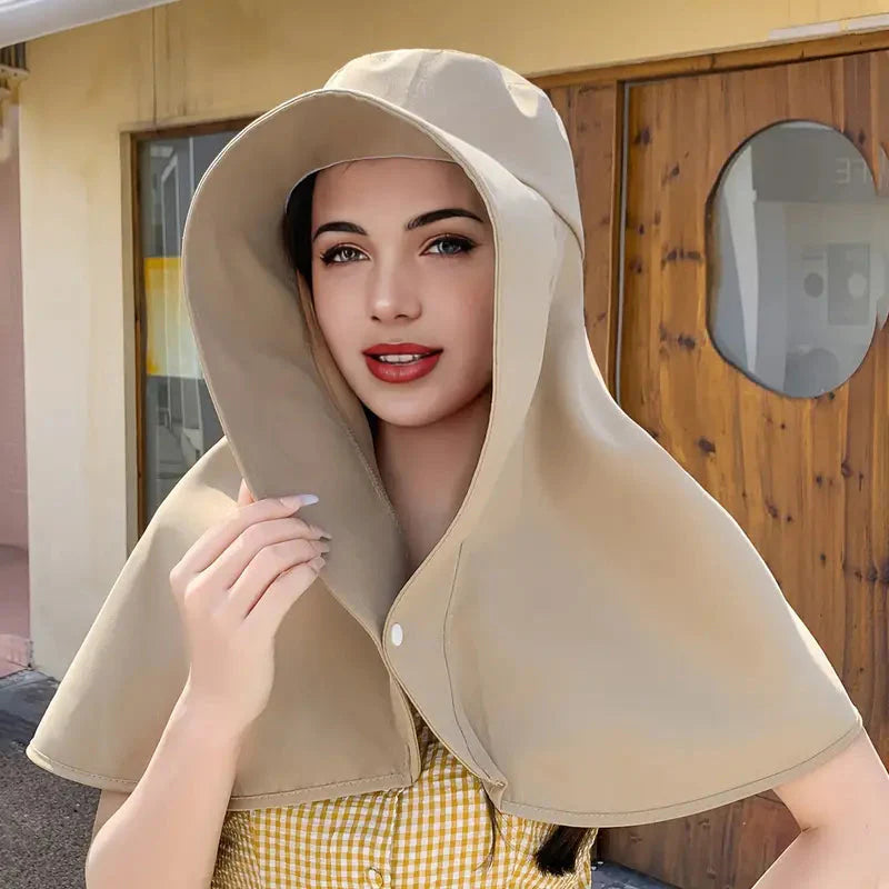 Elegant Wide Brim Sun Protection Shawl Hat for Women-564575