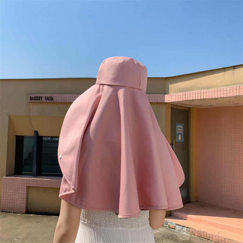 Elegant Wide Brim Sun Protection Shawl Hat for Women-564575