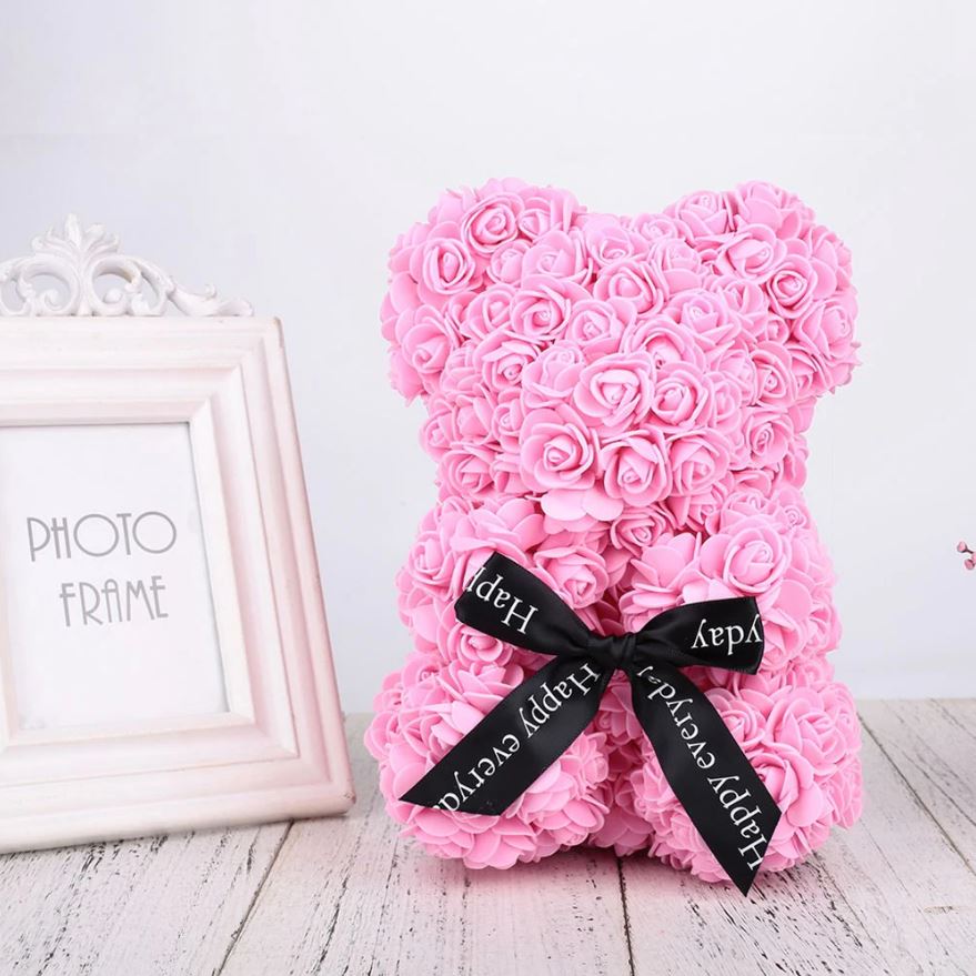 Eternal Love Rose Flower Valentine's Teddy Bear Gift 10"-CQA9417504162088-Pink-564575 CQA9417504162088