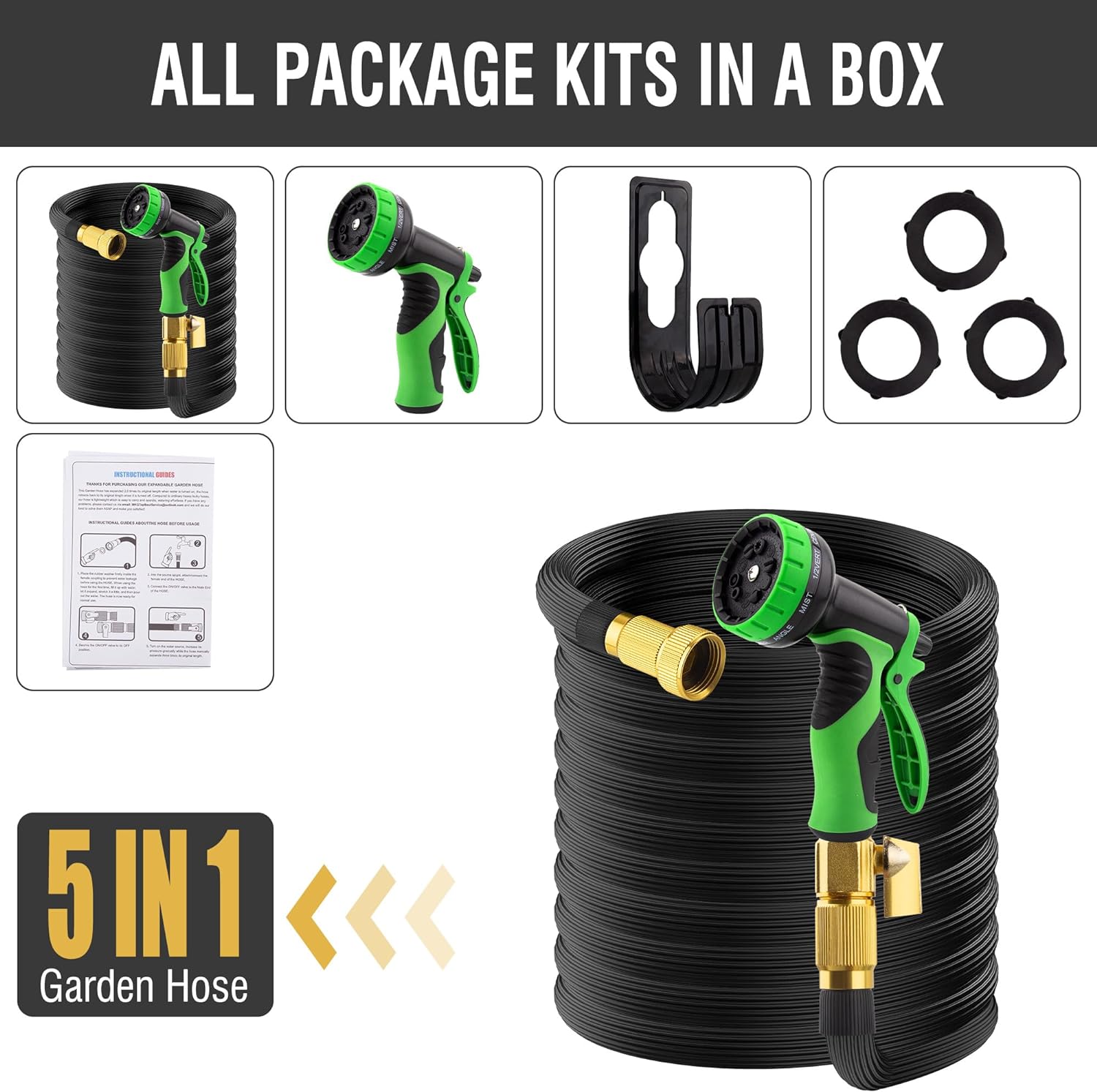 Expandable Garden Hose With 10 Functions Spray Nozzle-CQA9417478734120-564575 CQA9417478734120