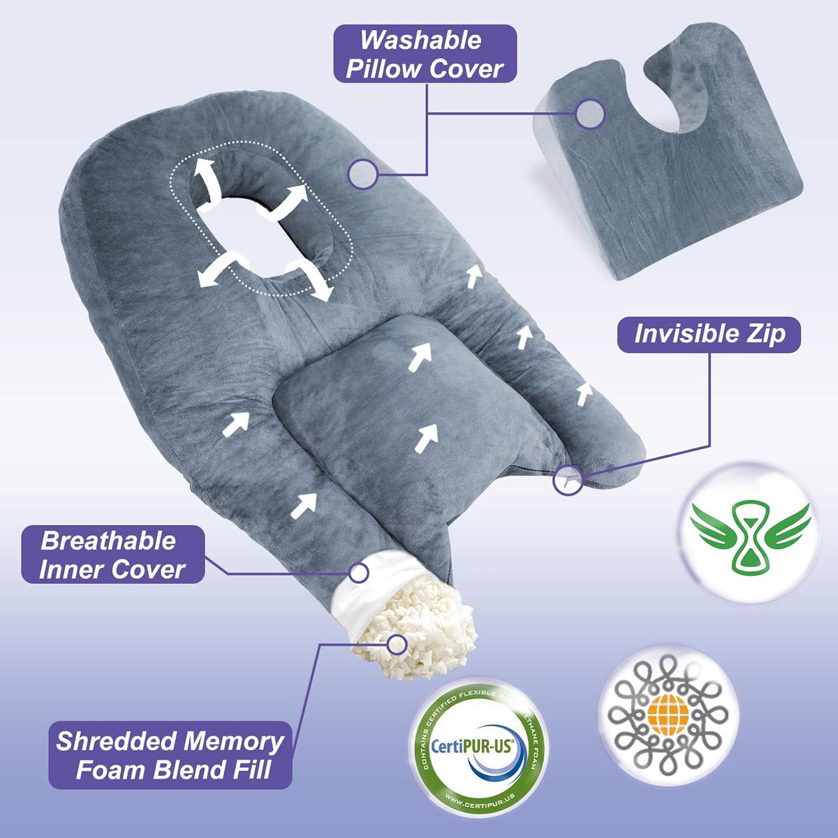 Face Down Pillow After Bbl Or Eye Surgery Stomach Sleeping Pillow-CQA9417466085672-564575 CQA9417466085672