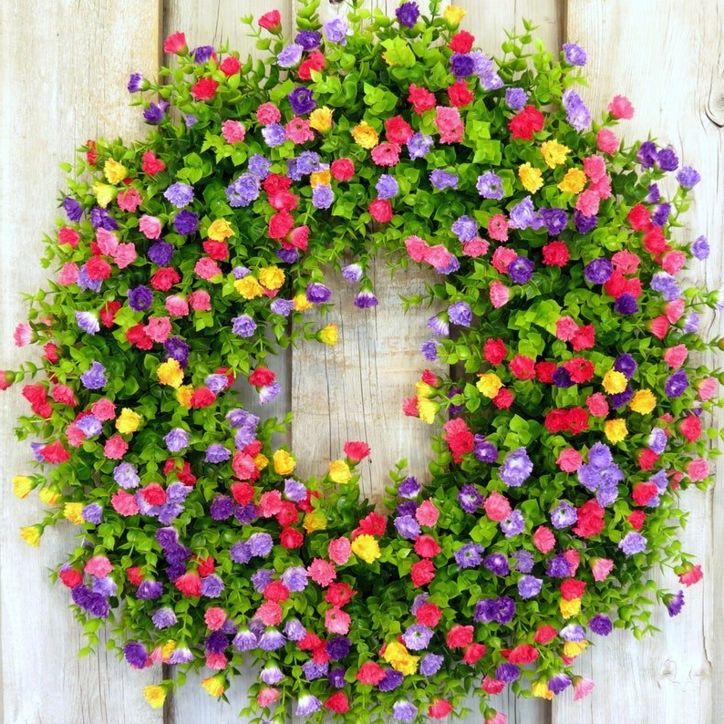 Farmhouse Colorful Cottage Wreath-CQA9417499541800-564575 CQA9417499541800