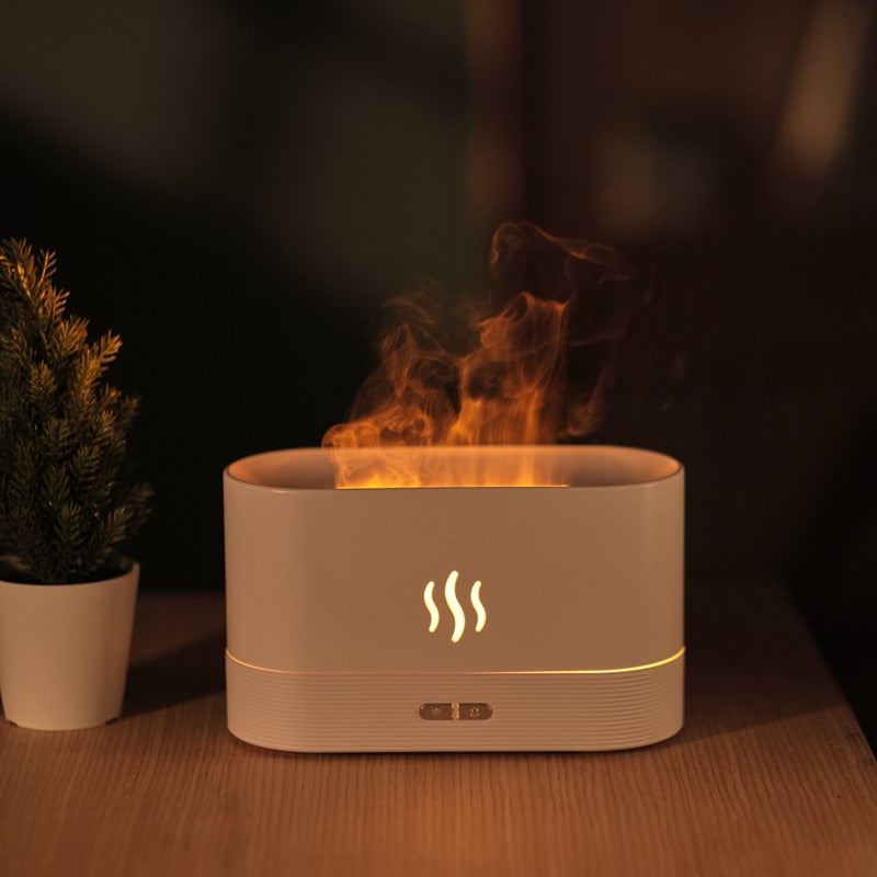 Flame Humidifier Essential Oil Diffuser-CQA9417506980136-White-564575 CQA9417506980136
