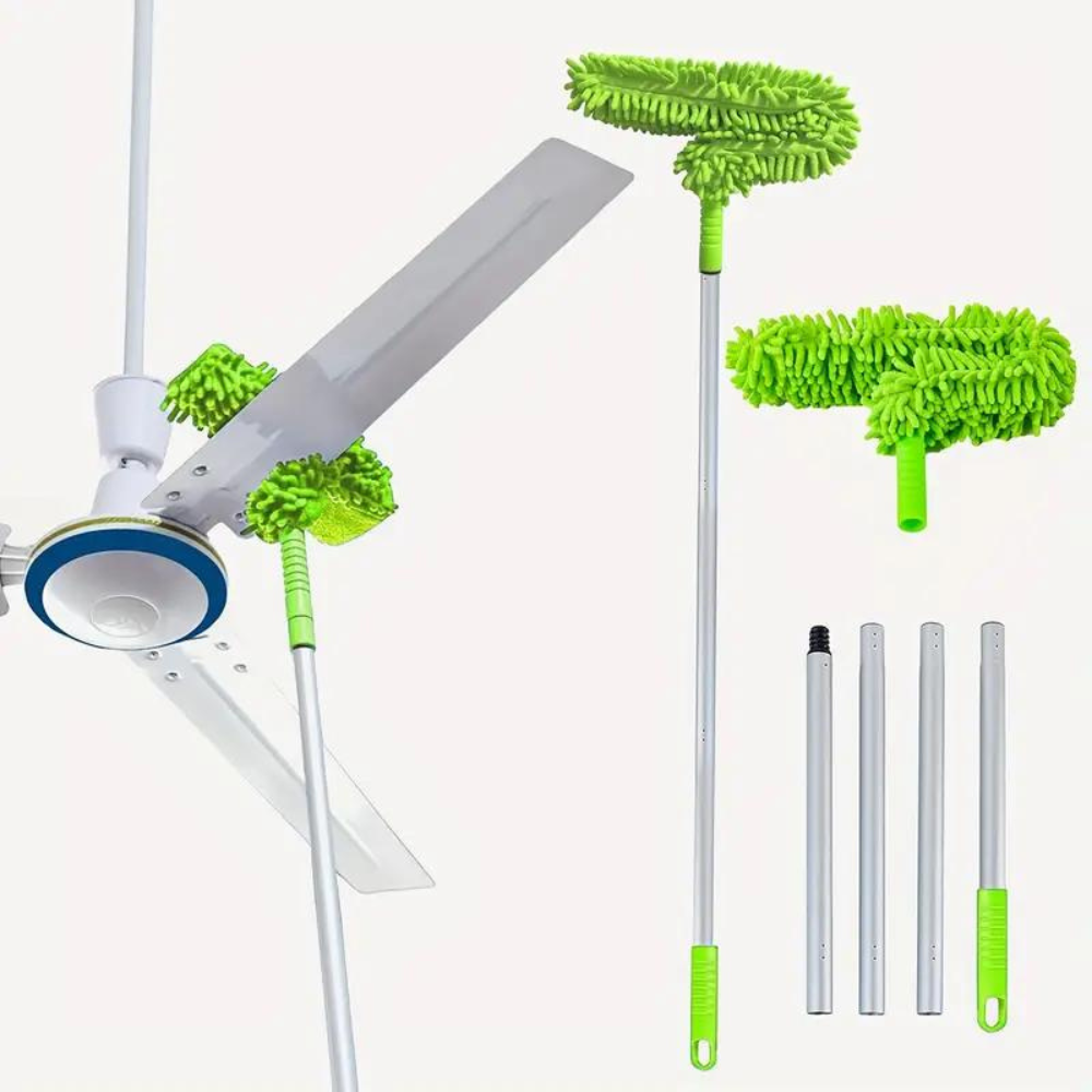 Flexible Extendable High Reach Microfiber Ceiling Fan Duster-CQA9417475817768-Green 1.4M-564575 CQA9417475817768