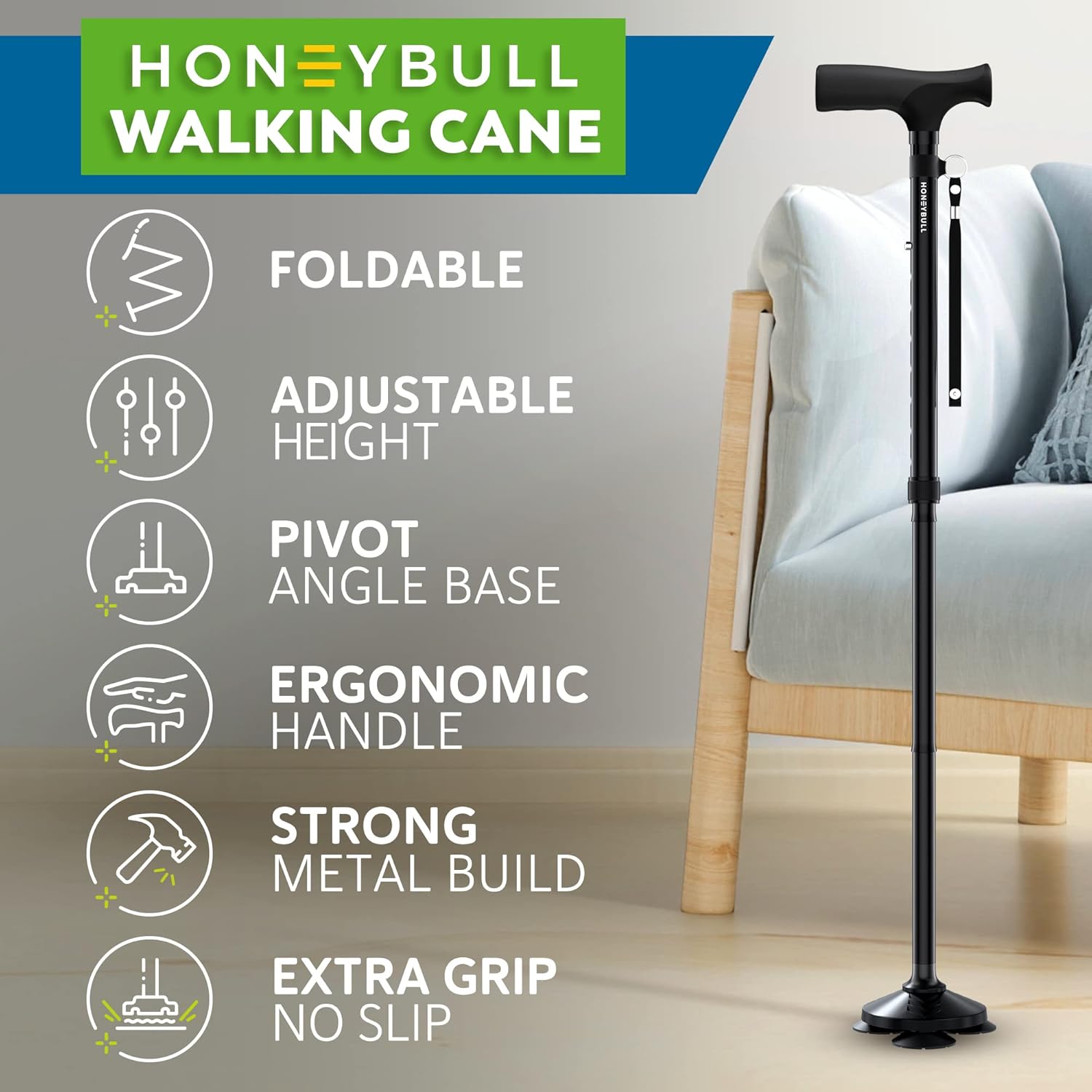 Foldable Adjustable And Collapsible Walking Cane For Men & Women-CQA9417464381736-564575 CQA9417464381736