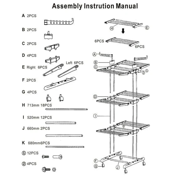 Foldable and Rolling Heavy Duty Clothes Drying Rack-CQA9417484992808-564575 CQA9417484992808