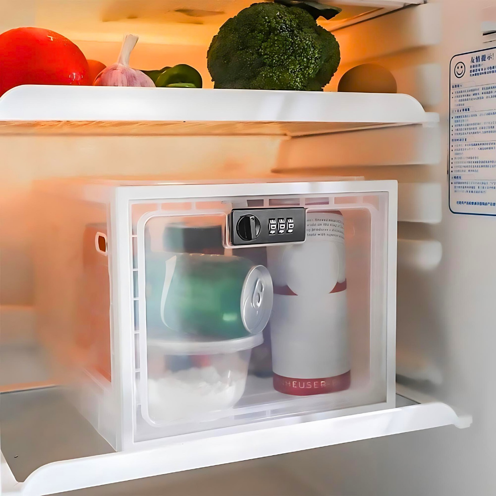 Heavy Duty Lockable Refrigerator Food Organizer Storage Bin-CQA9417477390632-White-564575 CQA9417477390632