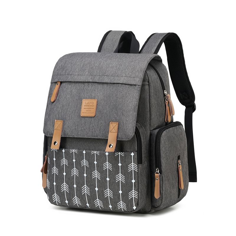 Large Capacity Mommy Backpack-Donrams-Gray with Arrows- 676567654592