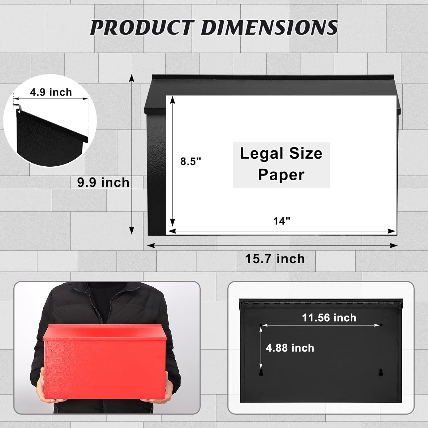 Large Capacity Wall-Mount Mailbox-CQA9417475424552-564575 CQA9417475424552