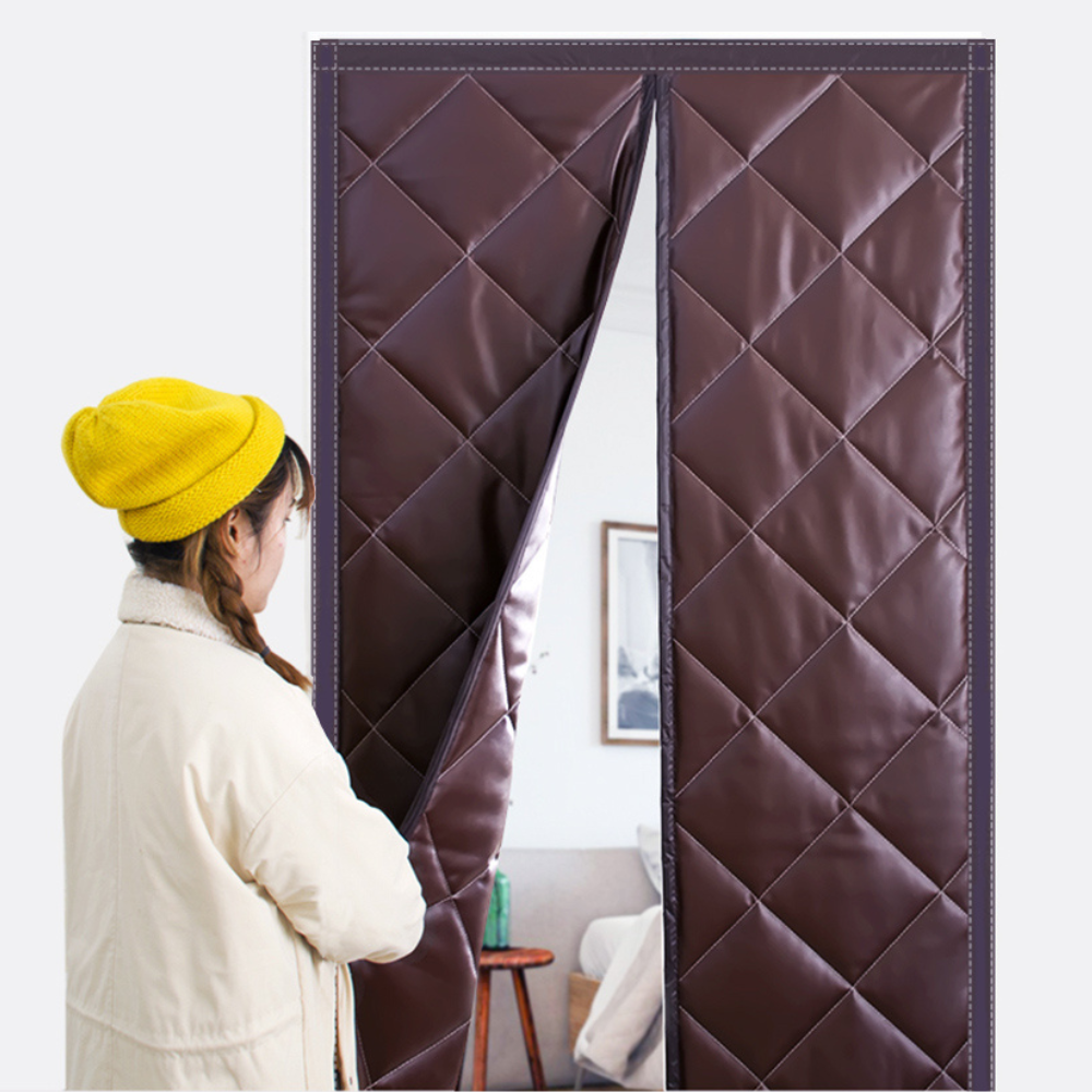 Magnetic Thermal Winter Block Door Insulation Curtain-CQA9417484501288-Brown-31.5 x 82.6 in-564575 CQA9417484501288