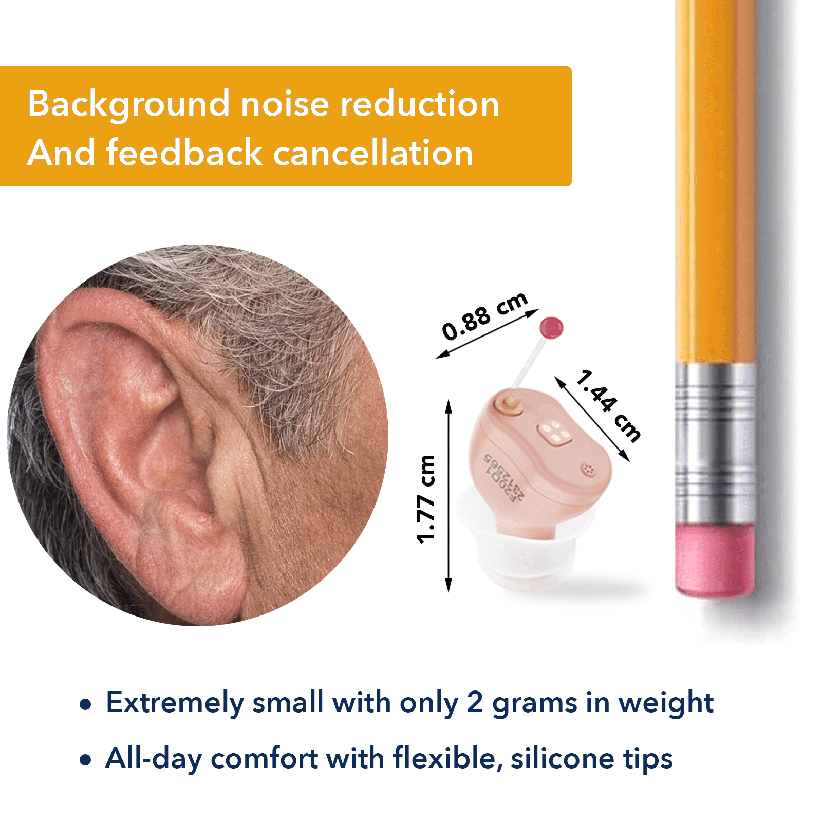Mini OTC Digital Hearing Aids 16 Channels, Rechargeable & Invisible-564575 
