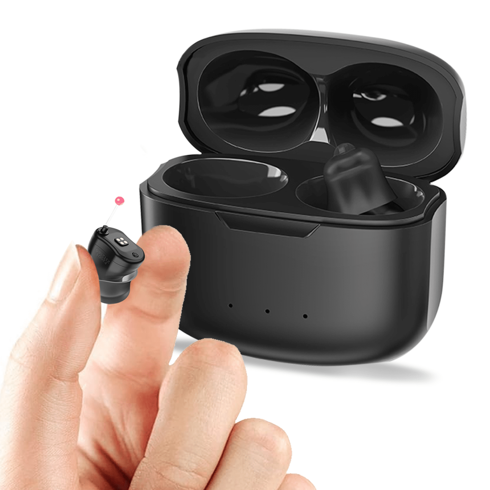 Mini OTC Digital Hearing Aids 16 Channels, Rechargeable & Invisible-CQA9417482535208-Black-Left-564575 CQA9417482535208
