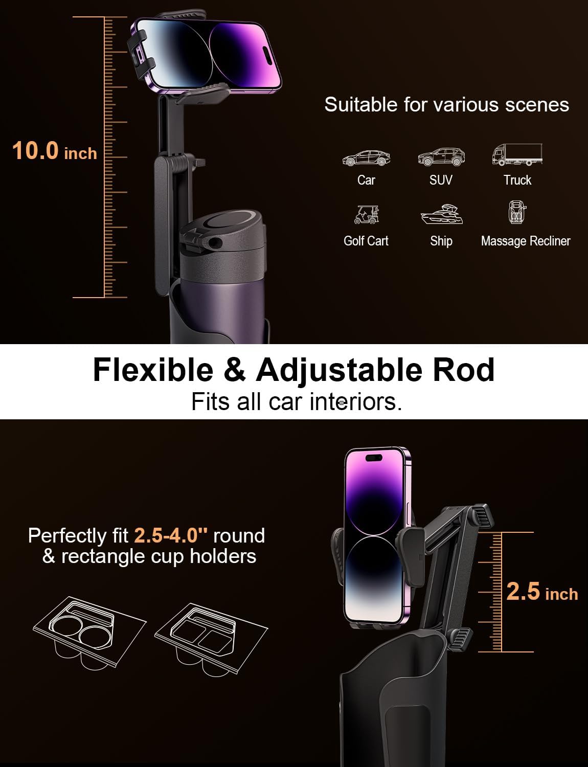 Phone Cup Holder Mount For Car-CQA9417470411048-564575 CQA9417470411048