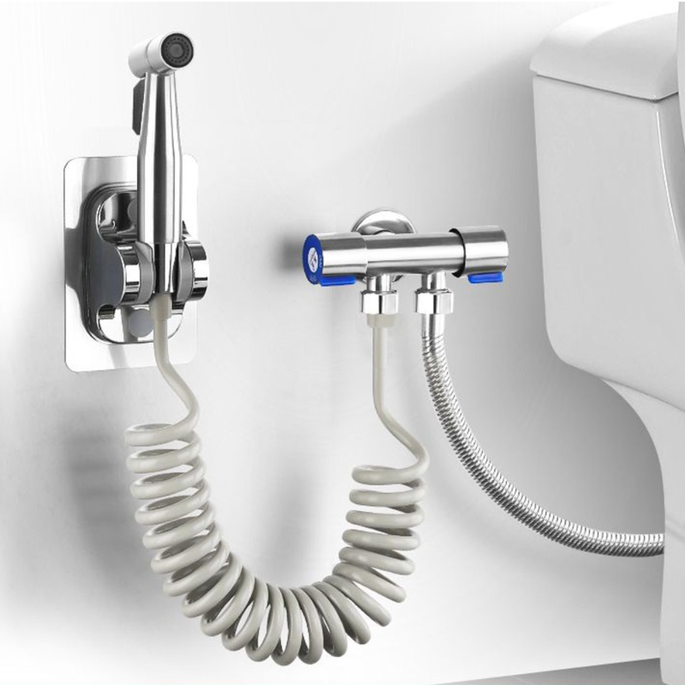 Powerful Handheld Self Cleaning Toilet Bidet Spray Attachment-CQA9417494102312-Silver (1.5M hose)-564575 CQA9417494102312