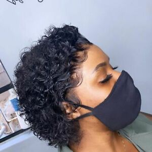 Premium Lace Front Short Curly Pixie Bob Human Hair Weave Wig-CQA9417503572264-564575 CQA9417503572264