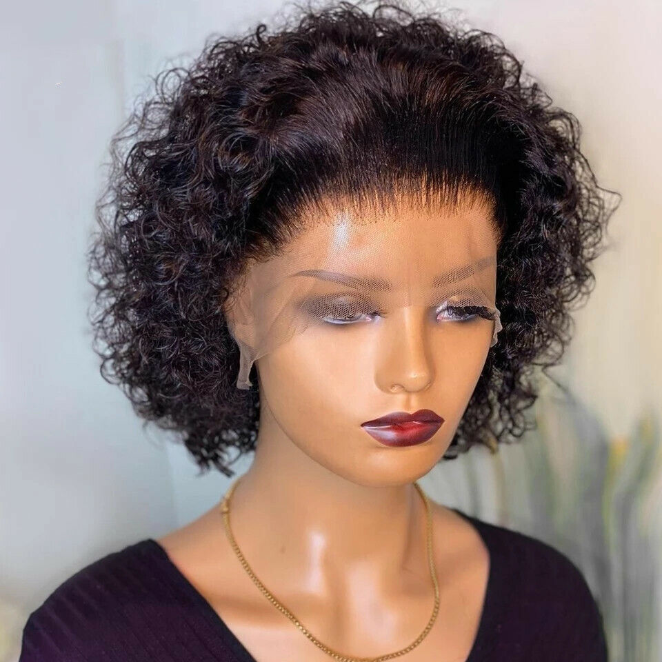 Premium Lace Front Short Curly Pixie Bob Human Hair Weave Wig-CQA9417503572264-564575 CQA9417503572264