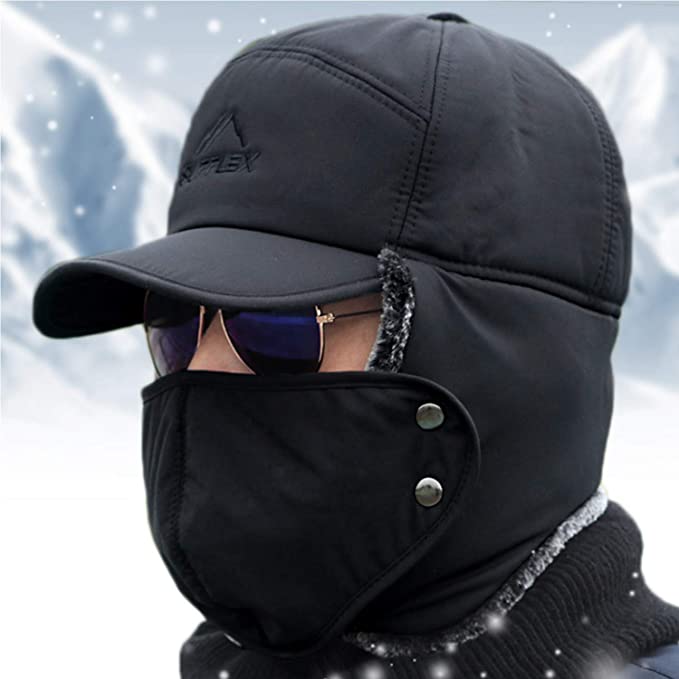 Premium Mens Winter Cold Weather Snow Hat With Ear Flaps And Brim-CQA9417510322472-Grey-564575 CQA9417510322472