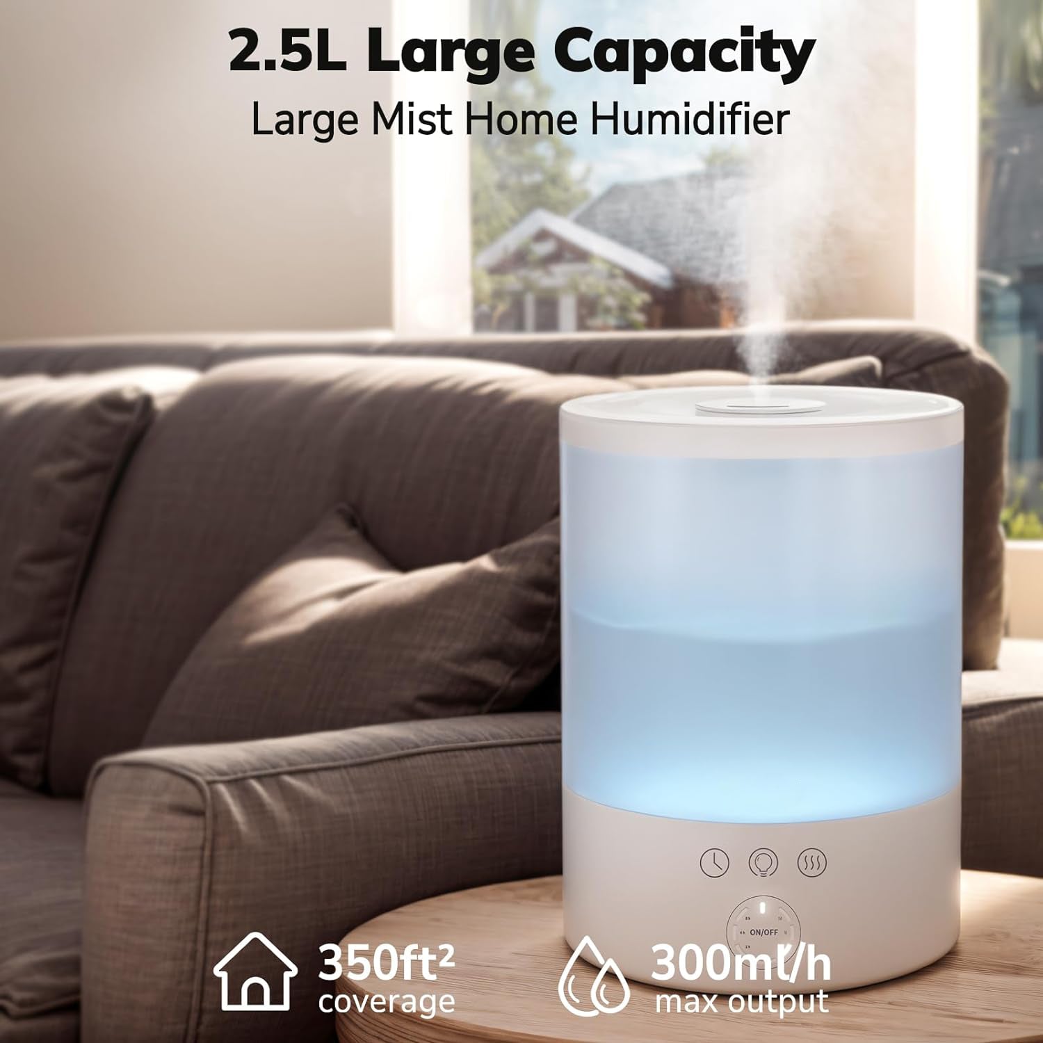 Pure Enrichment Ultrasonic Cool Mist Humidifier For Large Room-CQA9417479061800-564575 CQA9417479061800