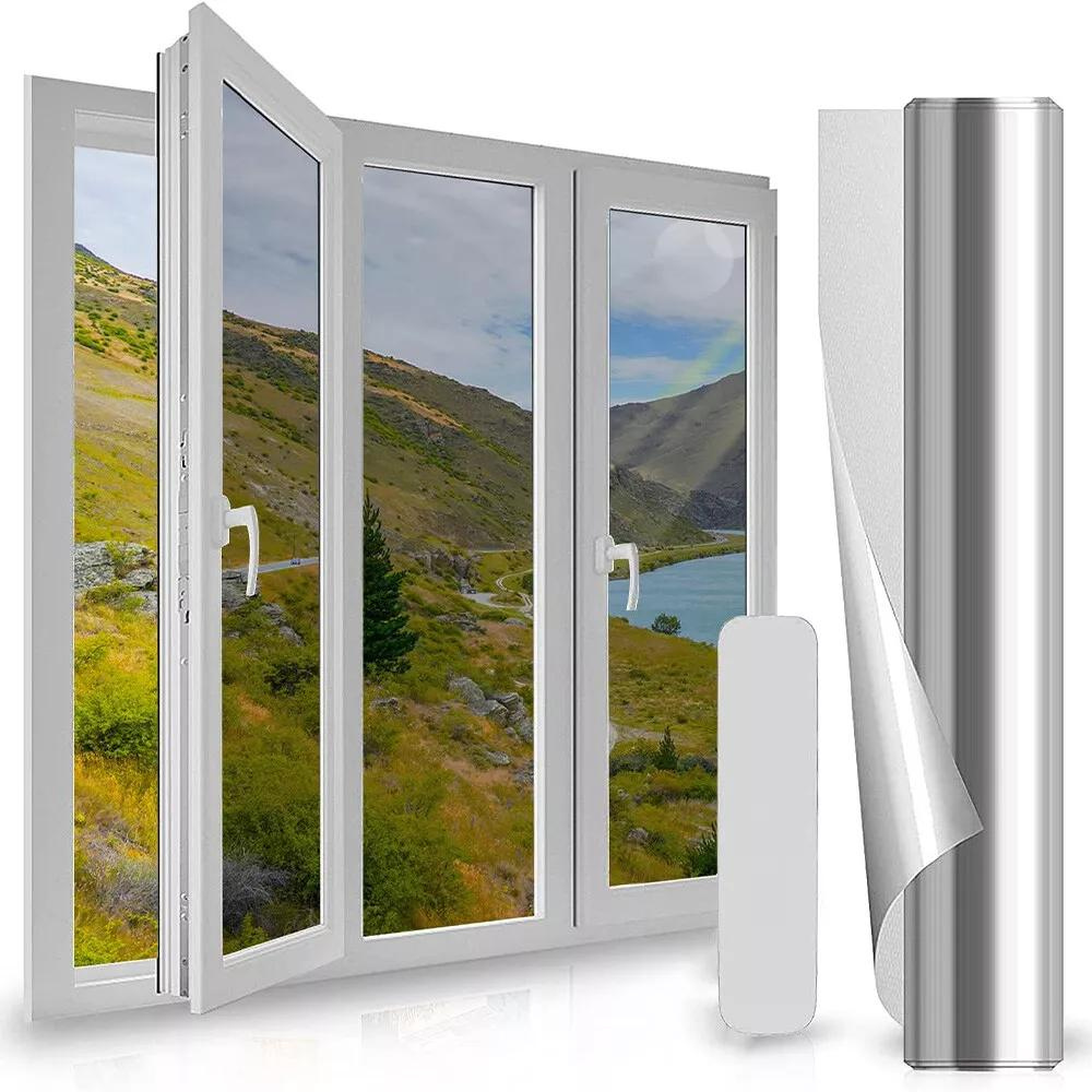 Reflective One-Way Privacy Glass Window Insulation Film-CQA9417477357864-Silver-564575 CQA9417477357864