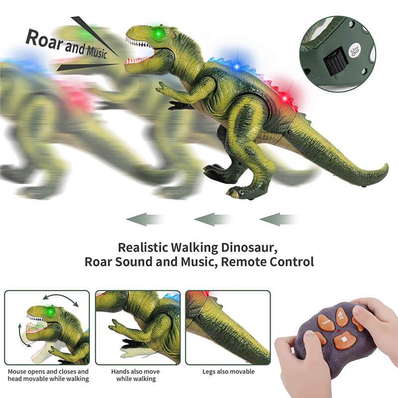 Remote Control T-Rex Dinosaur With LED Light Up, Walking & Roaring Realistic Dinosaur Toys-564575 