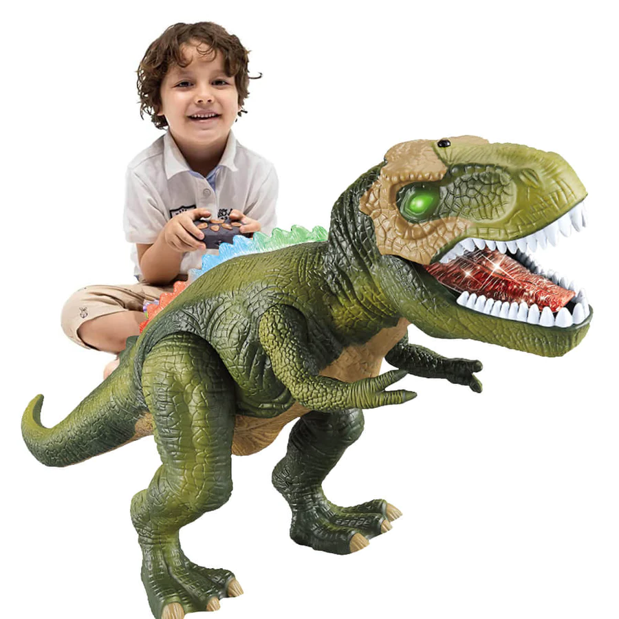 Remote Control T-Rex Dinosaur With LED Light Up, Walking & Roaring Realistic Dinosaur Toys-CQA9417487843624-Green-564575 CQA9417487843624
