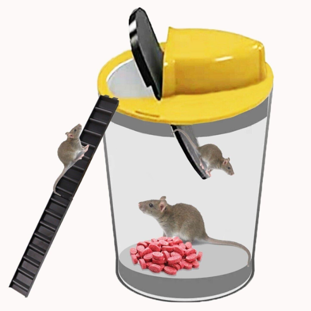 Reusable Humane Auto Reset Bucket Cover Mouse Trap-CQA9417488302376-Yellow-564575 CQA9417488302376
